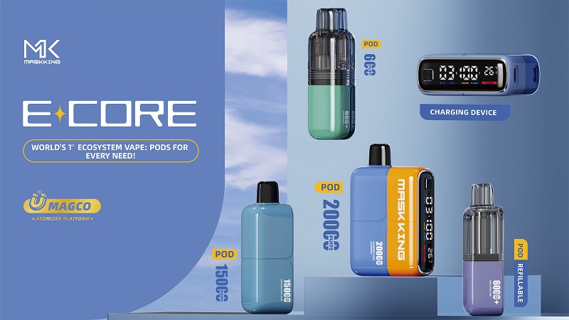 World‘s First Ecosystem Vape: Maskking Ecore Kit with 4 Pods From 600 Puffs to 20000 Puffs
